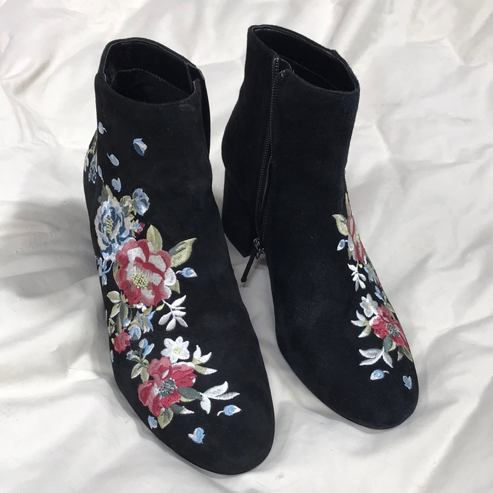White House Black Market Suede Embroidered Boots